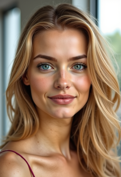 Ultra-realistyczne zdjęcie modela do profilu randkowego, naturalny uśmiech, miękkie światło dzienne, profesjonalna sesja fotograficzna, 8K, pełnoklatkowy aparat, wygląd jak z prawdziwego życia.