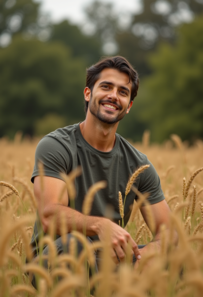 Model na zewnątrz, w naturze, w lesie lub dżungli, lub na polu pszenicy, ciesząca się naturalnym światem.